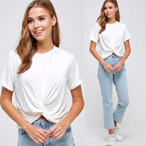 Lovely White Twisted Knot Crop Top - Picture 2 of 4